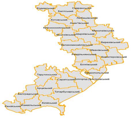 Карта Одеської області