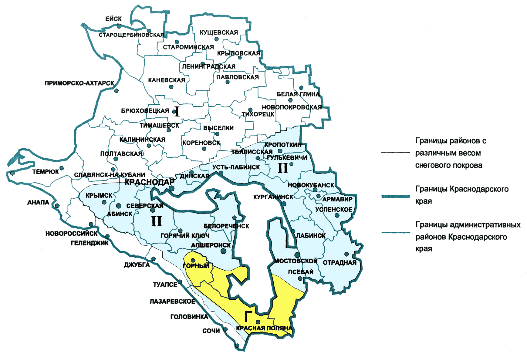 Карта 1. районирование территории краснодарского края по рас.
