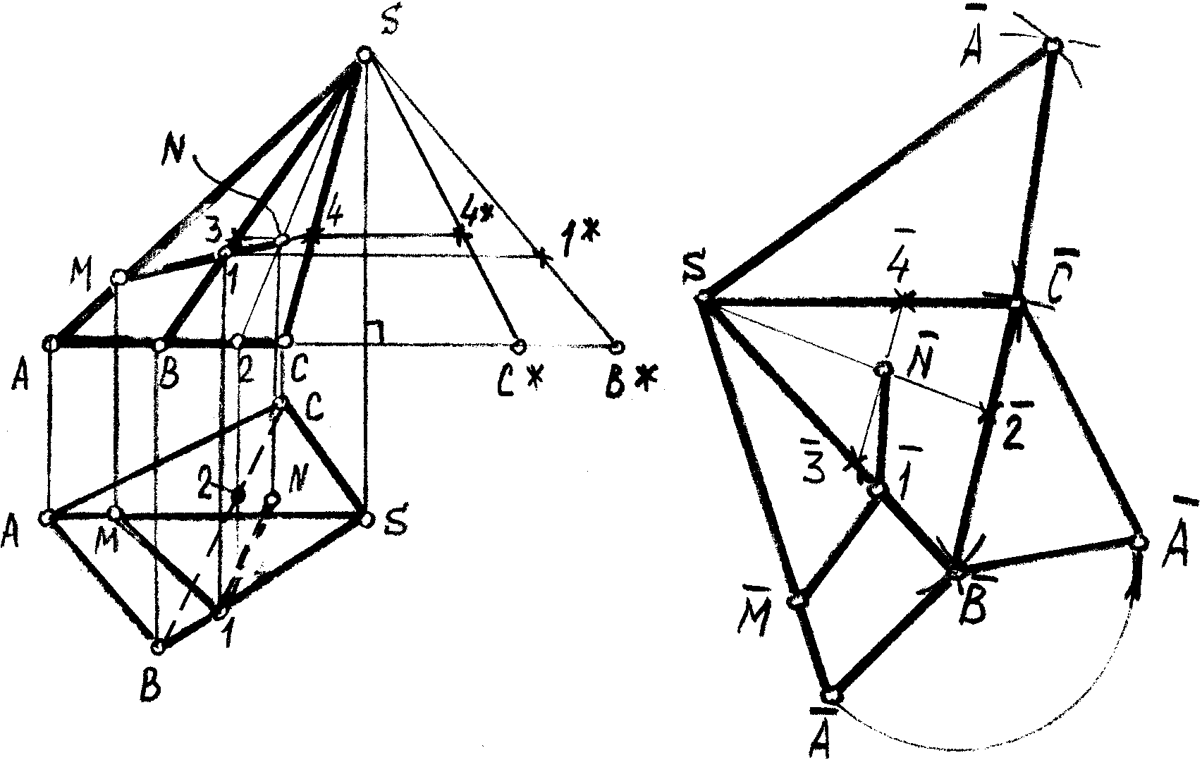Развертка треугольной пирамиды Начертательная геометрия