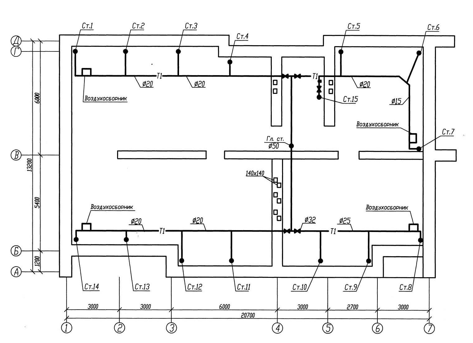 Воздухосборник для системы отопления на схеме