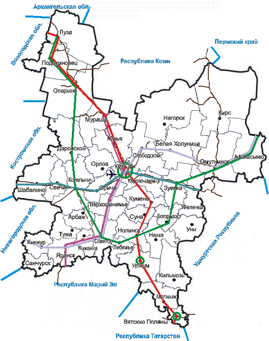 Карта дорог Кировской области с районами. Карта железных дорог Кировской области подробная. Автомобильные дороги Кировской области. Карта Кировской области дороги.