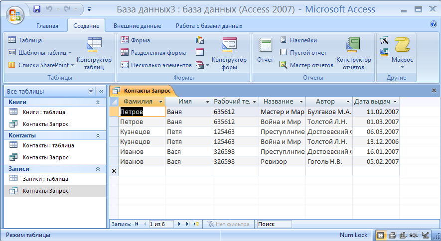 Microsoft Access 2007.