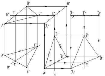 Чертеж проекций фигуры полученный путем совмещения плоскостей проекций 4 букв