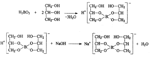 Борная кислота метод количественного определения. Метод алкалиметрии борной кислоты. Борная кислота количественное определение. Реакция титрования борной кислоты. Глицерин и раствор гидроксида натрия