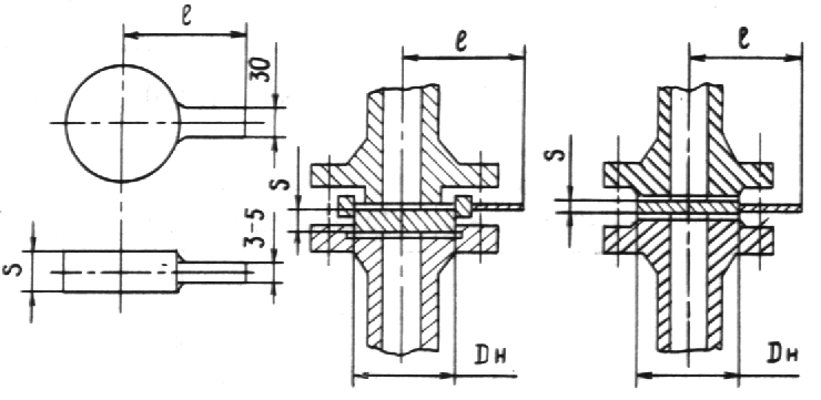Чертеж межфланцевой заглушки с хвостовиком