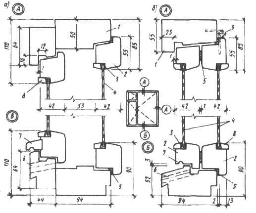 Чертеж деревянного оконного блока