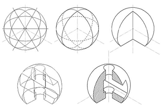 Сечение сферы начертательная геометрия построение. Как построить сферу. Как построить сферу. Аксонометрическая проекция шара. Как построить сферу.