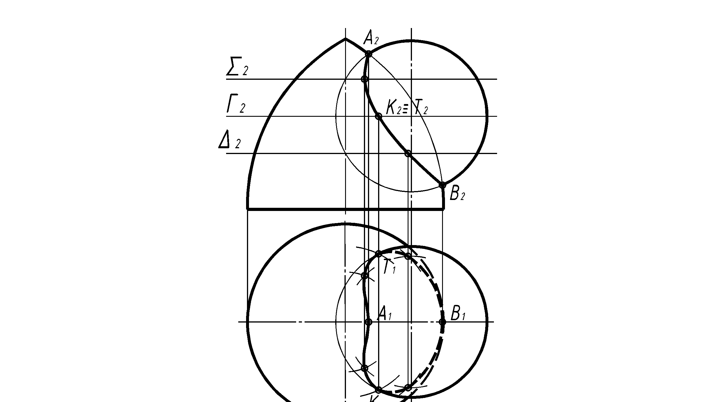 Линия пересечения поверхности вращения