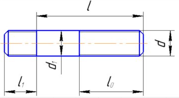 Чертеж шпильки с резьбой по госту