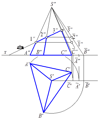 Построить развертку треугольной пирамиды